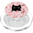 thumbnail image 1 of PopSockets PopGrip lindo gato negro con flor de cerezo japonés rosa, 1 of 5