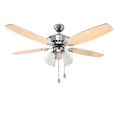 - Lighting EVER 52 Inch Indoor Ceiling Fan with 4 Light Fixture, 5 Wooden White Blades Reversible Classic Ceiling Fan Light Kit For Winter Summer (UL listed)