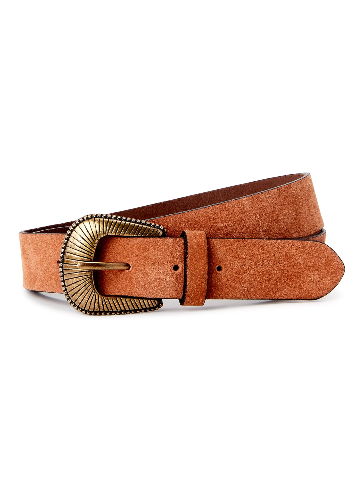 Time and Tru Women's Leather Belt, Cognac
