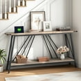 thumbnail image 4 of Console Table, Console Table with Charging Station, Industrial Entryway Table, 2-Tier Foyer Table, Sturdy Frame, Easy Assembly, for Living Room, Entrance, Corridor, Greige and Black  BG152UXG01, 4 of 8
