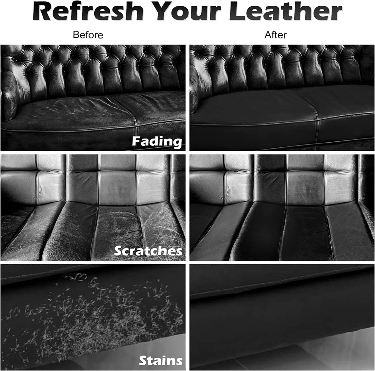 DEWEL Leather Repair Kit, 8 Garen, Black, 1 Count