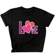 thumbnail image 1 of Pompotops Mode Femmes Casual Col Rond Amour Imprimé T-Shirt Manches Courtes Manches Courtes Tops Chemisier, 1 of 3