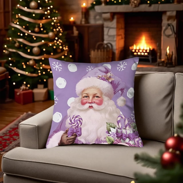 Fundas de almohada navideñas de 45 x 45 cm | Fundas decorativas de algodón suave con cremallera oculta para sofá, dormitorio y decoración del hogar