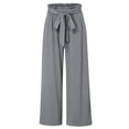 thumbnail image 4 of Fesfesfes Girls Casual Smocked High Waist Wide Leg Long Trousers Loose Comfortable Pants for Ages 4-14 Years(Gray,6 Years), 4 of 8