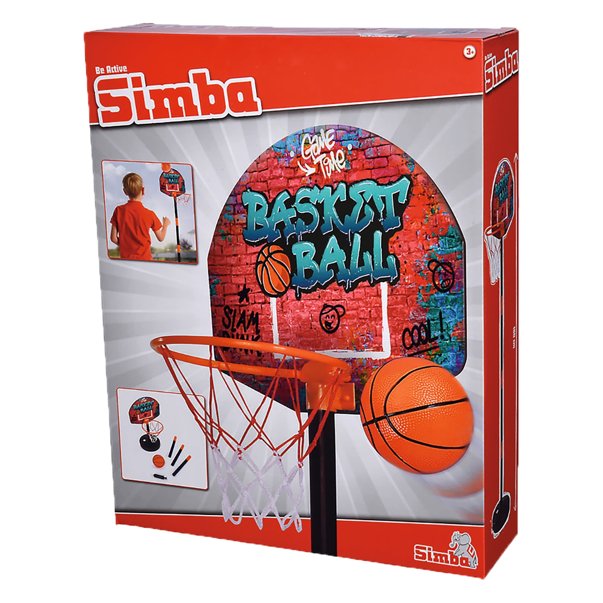 Simba Toys: Basketball Hoop Play Set - Adjustable Hoop Height Up To 63", Ball & Pump, Graffiti Design, Sports Activity, Indoor & Outdoor, Kids Ages 3+