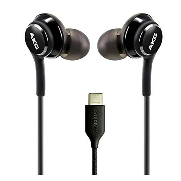 Auriculares in-Ear AKG con cable y micrófono - Auriculares USB-C con cable trenzado - Auriculares AKG con micrófono compatibles con Samsung Galaxy S24 Ultra, S24+, S24, S23, S22, S21, S10, S10E y iPho