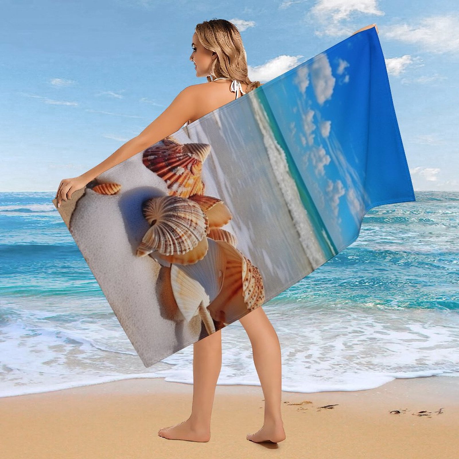 Beach Seashell Coastal Florida Beach Towels Absorbent Quick Dry Towel Sand Free Quick Dry Travel Towels Nautical Beach Summer Microfiber Bath Towel for Travel Sports Bath Swimming 30x60 inch