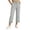 Gray, variant on Womens Solid Eyelet Hollow Hem Straight Leg Cropped Capri Pants Large Side Patch Pockets Elastic Drawstring High Waist Loose Fit Mid Calf Breathable Casual Trouser Bottoms