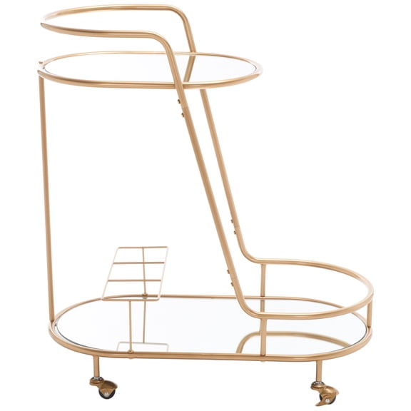 SAFAVIEH Midas Modern 2 Tier Oval Bar Cart, Gold/Mirrored (30 in. W x 15.6 in. D x 33.4 in. H)