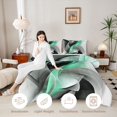 thumbnail image 3 of Manfei Turqoise Black and Gray Twin Comforter Sets, Modern Abstract Artwork, Black Reversible 2pcs, 1 Comforter and 1 Pillowcase, 3 of 6