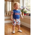 thumbnail image 4 of BemeyourBBs Toddler Baby Boy Girl 4th of July Outfit Patriot Independent Day Clothes American Flag Short Sleeve T-shirt and Shorts Set Fourth of July Toddler Baby 2 Piece Summer Outfit, 4 of 9