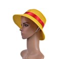 thumbnail image 1 of POINTERTECK 1PC M Monkey D Luffy Anime Cosplay Straw Boater Beach Hat Cap Halloween Gift, 1 of 6
