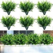 Morttic 10 Pack Artificial Boxwood Stems,Outdoors UV Resistant Plastic Faux Plants,Fake Foliage Shrubs Greenery for Garden,Office,Patio,Wedding,Farmhouse Indoor Decoration