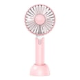 thumbnail image 3 of Ventilador de mano compacto y silencioso para escritorio con base, mini ventilador portátil de 3 velocidades para verano. Rosa, 3 of 9