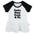 thumbnail image 1 of Funky Dope Fresh & Fly Funny Dresses For Baby, Newborn Babies Skirts, Infant Princess Dress, 0-24M Kids Graphic Clothes (Black Raglan Dresses, 6-12 Months), 1 of 4