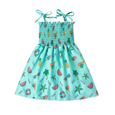 

LOVEBAY Toddler Baby Girls Sleeveless Dress Casual Backless Sundress Print Elastic Dress Beach Holiday Dress