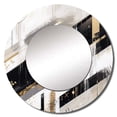 thumbnail image 2 of Designart "Bold Stripes Gold Black Composition" Cubism Rund Mirror For Wall Decor - Large Gold Round Print Mirror - Round Modern Mirror - Wall Mounted Round Large Mirror - 23" x 23", 2 of 6
