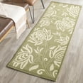 thumbnail image 2 of Safavieh Courtyard Crystal Floral Indoor/Outdoor Runner Rug, Olive/Natural, 2'3" x 12', 2 of 11