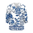thumbnail image 5 of YUGYXL Womens Tops Casual Tropical Flower Blouses Ruffle Sleeve V Neck 3/4 Length Sleeve Womens Tops Shirts Sky Blue M, 5 of 5