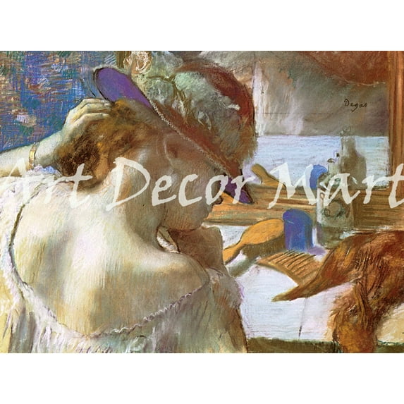 "At the Mirror, Degas - CANVAS OR WALL ART PRINT"