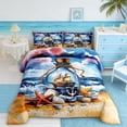 thumbnail image 2 of Manfei Watercolor Ship in a Bottle Queen Comforter Set for Kids Boys and Girls, Beach Starfish Seashell Bedding Comforter Set, Reversible 3 Pieces, 1 Comforter and 2 Pillowcases, 2 of 6