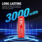 EBL Lithium-Ion Rechargeable AA Batteries for Toys, Camera, Flashlight, 4-Pack