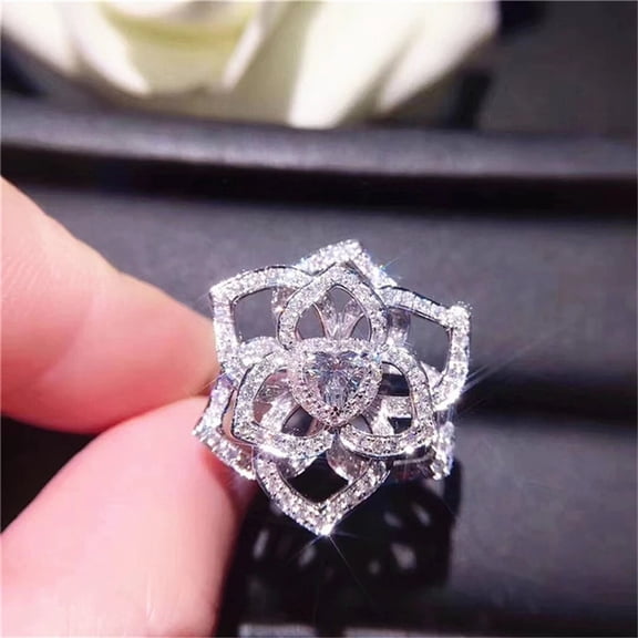 Diamond Ring Flower Jewelry Gemstone topaz for Women 925 Engagement Gemstone Ring