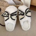 thumbnail image 6 of Cute Bow Fuzzy Slippers for Women, Womens Memory Foam Fluffy Warm Cozy Indoor House Shoes White, 6 of 9