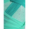 thumbnail image 5 of SiiRoh Womens Rhinestone Lyrical Dance Dress Color Block Mesh Ruched Twisted Knot Irregular Hem Sleeveless Leotard Dress Green XL, 5 of 7