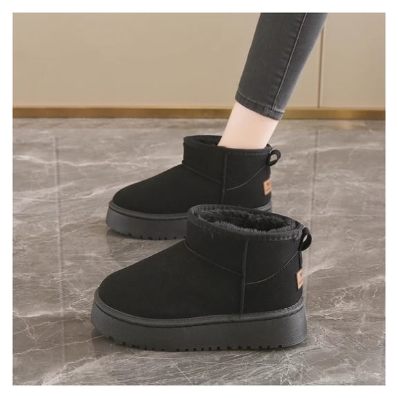 Ladies Classic Winter Snow Boots,Mini Short Ankle Boots Fuzzy Warm Bootie,Slip On Platform Boots Indoor Outdoor House Shoes for Women