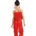 thumbnail image 2 of YM YOUMU Girls 2 Piece Set Latin Ballroom Dance Costume Set Tassel Camisole Fringe Pants Modern Salsa Dancewear, 2 of 4