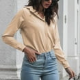 thumbnail image 5 of BLVB Long Sleeve Shirts for Women Lapel Collar Casual Work Office Blouses Solid Color Loose Basic Tee Tops Tunics, 5 of 6