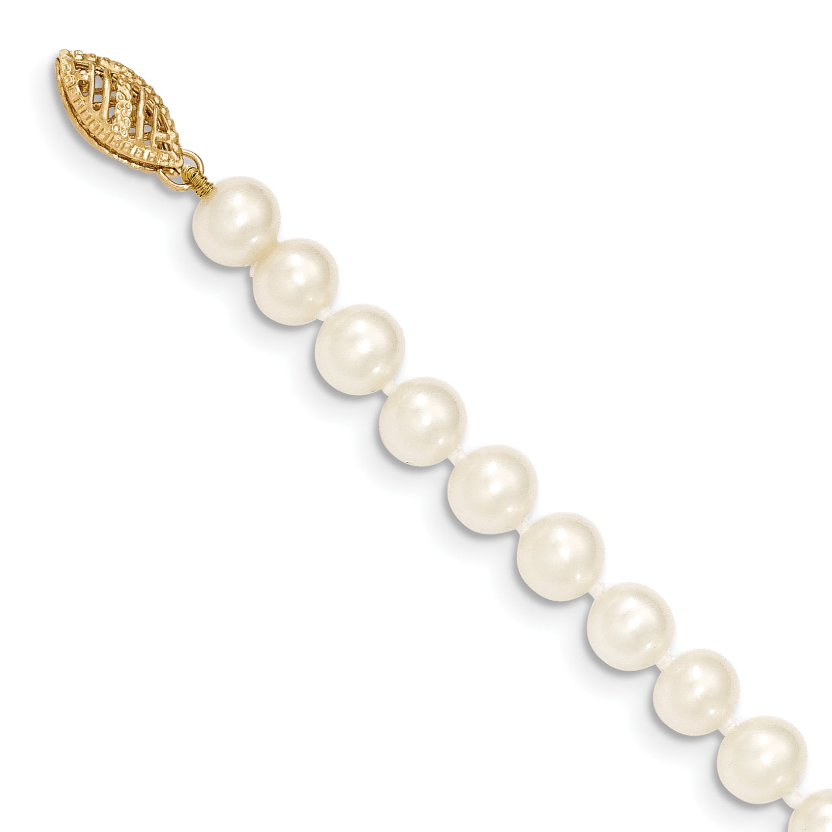 14k Yellow Gold 6 7mm White Round Freshwater Cultured Pearl Bracelet Walmart