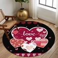 thumbnail image 2 of Round Rugs 5Ft, Black Valentines Day Round Area Rug Washable Indoor Throw Carpet, Love Hearts Romantic Farmhouse Soft Non Slip Circle Rug for Cabinet Bathroom Home Decor Aesthetic, 2 of 8