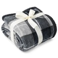 thumbnail image 2 of PAVILIA Plaid Sherpa Throw Blanket for Couch Sofa Bed, Dark Grey, 50x60, 2 of 8