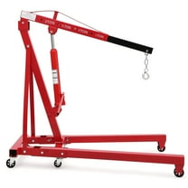 JoanKaren 2 Ton Folding Hydraulic Engine Hoist,Heavy-Duty Engine Shop Crane Hoist Lift,Heavy Cherry Picker with 6 Wheels,Red