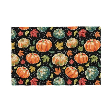 

Table Placemats Set of 4 - Daisy maple leaf 12x18 In Faux Linen Double Heat Resistant Place Mats Cloth Indoor/Outdoor Placemats Washable Table Mats for Dining Kitchen Party