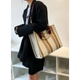 thumbnail image 4 of CoCopeaunt Tote Bag Hobo Bag for Women Canvas Shoulder Bag Chic Crossbody Bag Satchel Large Handbag Color Contarst Stripe, 4 of 6