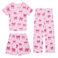 thumbnail image 2 of LIIPEE Casual Graphic Pajamas For Girls Short Sleeve Tees Shorts Pants Pajama Set 3 Piece 3-12 Years, 2 of 4