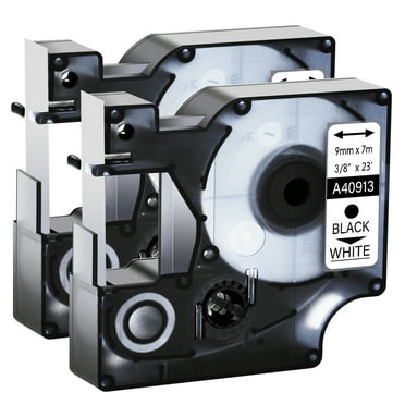 GREENCYCLE 2PK Compatible for DYMO D1 Label Tape 40913 9mm 7m Black on White for LabelManager LabelPoint LabelWriter 3M Label Maker