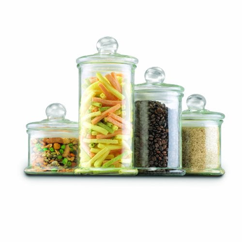 Anchor Hocking Ensemble de Bocaux Apothicaires en Verre avec Couvercle à Boule, Ensemble de 4 Pcs
