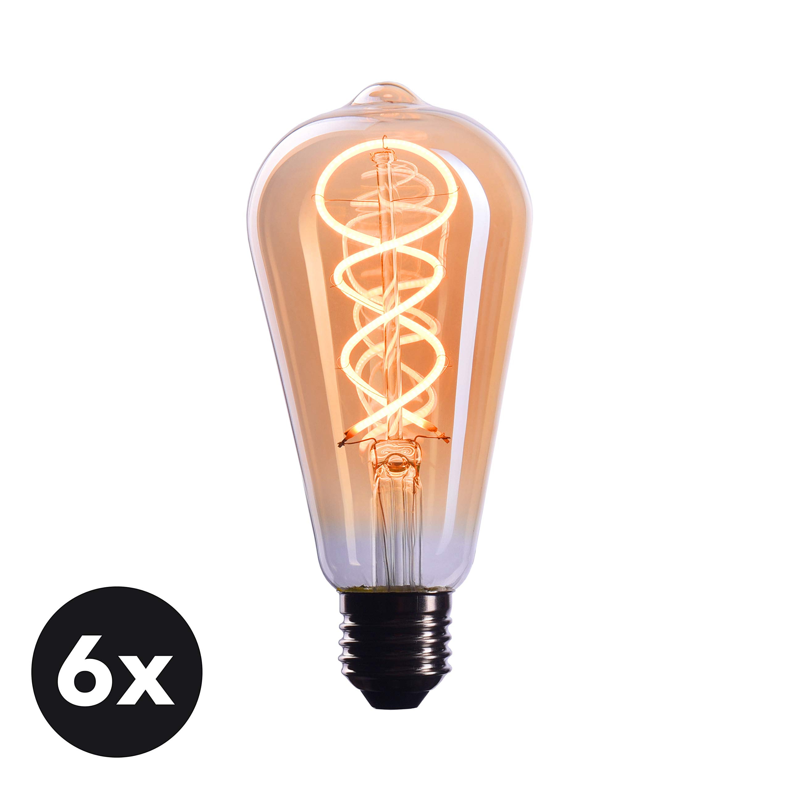 CROWN LED EL17 Decorative Light Bulb 3 Count (Pack of 1) - 40W Equivalent Vintage Filament Lamp Bulbs, E26 Base, Dimmable, 2200K Warm White