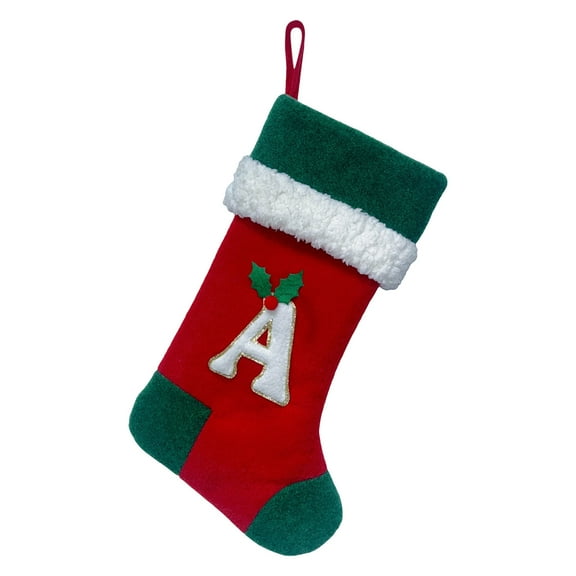 Zmeidao Initial Christmas Stocking, Monogram Christmas Stockings Hanging Xmas Stockings for Christmas Fireplace Decorations Socks 18.1in, A
