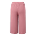 thumbnail image 6 of CPNG Girls Capris Pants Summer Casual Cotton Linen Straight Wide Leg Loose Drawstring Elastic Waist Cropped Trouser(Pink,13-14 Years), 6 of 7