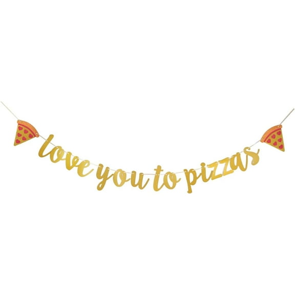 Love You To Pizzas Banner, Pizza Themed Birthdauy/Baby Shower Party Sign, Celebrating Valentine's Day/Wedding Engagement/Bridal Shower/Fiesta Party Bunting Hanging Decorations Supplies