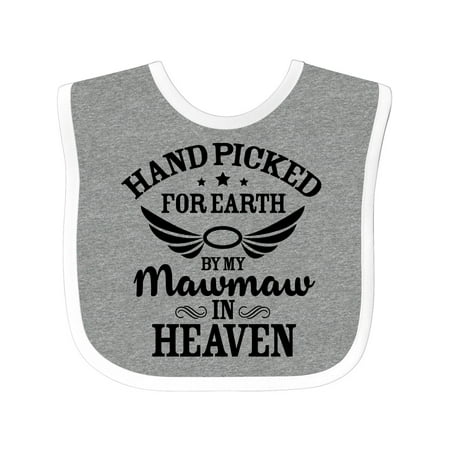 

Inktastic Handpicked for Earth by My Mawmaw in Heaven with Angel Wings Gift Baby Boy or Baby Girl Bib