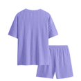 thumbnail image 5 of LISTHA Men's Summer Short Set 2 Piece Textured Solid Fashion Casual Outfit Crewneck Loose Tracksuits Athletic Sports Suit Purple L, 5 of 5