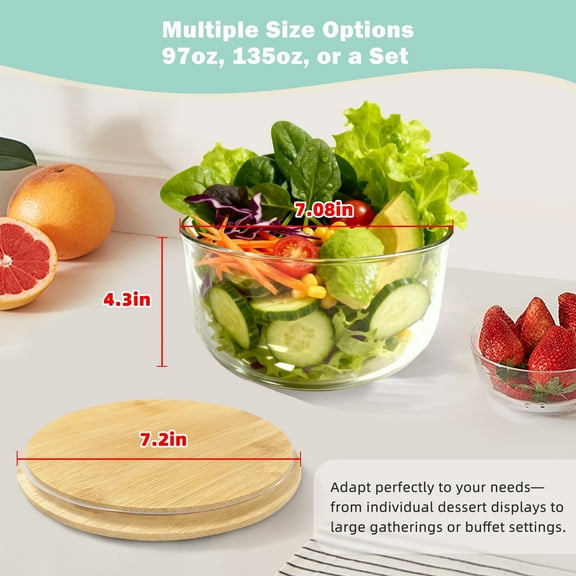 Trifle Bowl with Lids, 97oz Glass Serving Bowls, BPA-Free Borosilicate Salad & Fruit Bowls, Airtight Food Storage Containers, Ideal for Layered Desserts & Holiday Parties