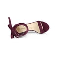 thumbnail image 4 of BLISSFUL STEP Women's Opened Toe Block Heel Lace up Dress Sandals Burgundy 9.5, 4 of 8