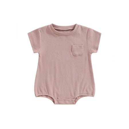 

Coduop Baby Cotton Bodysuit Casual Solid Color Short Sleeve Jumpsuit Rompers for Newborn Infant